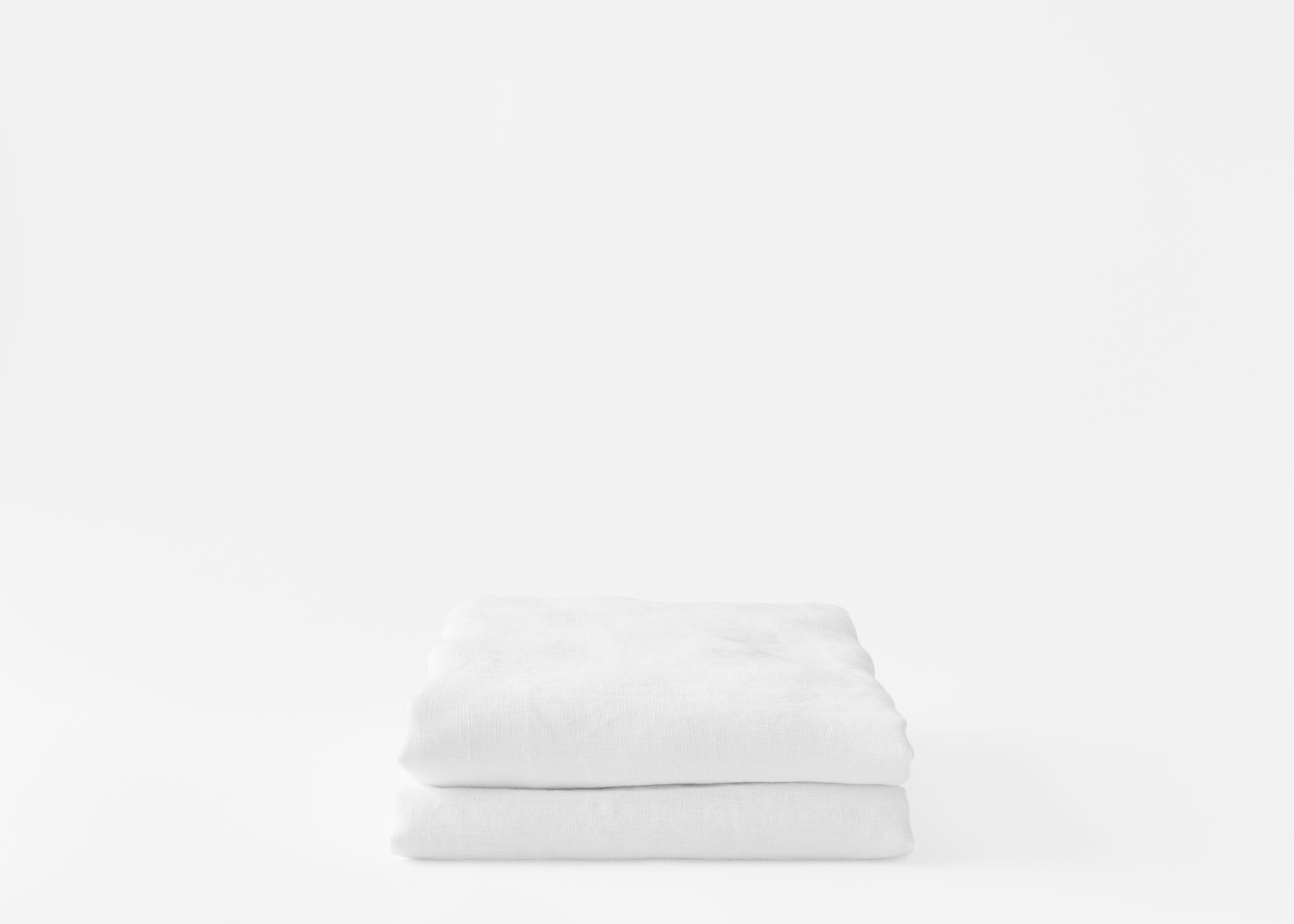 folded hemp pillowcases in white