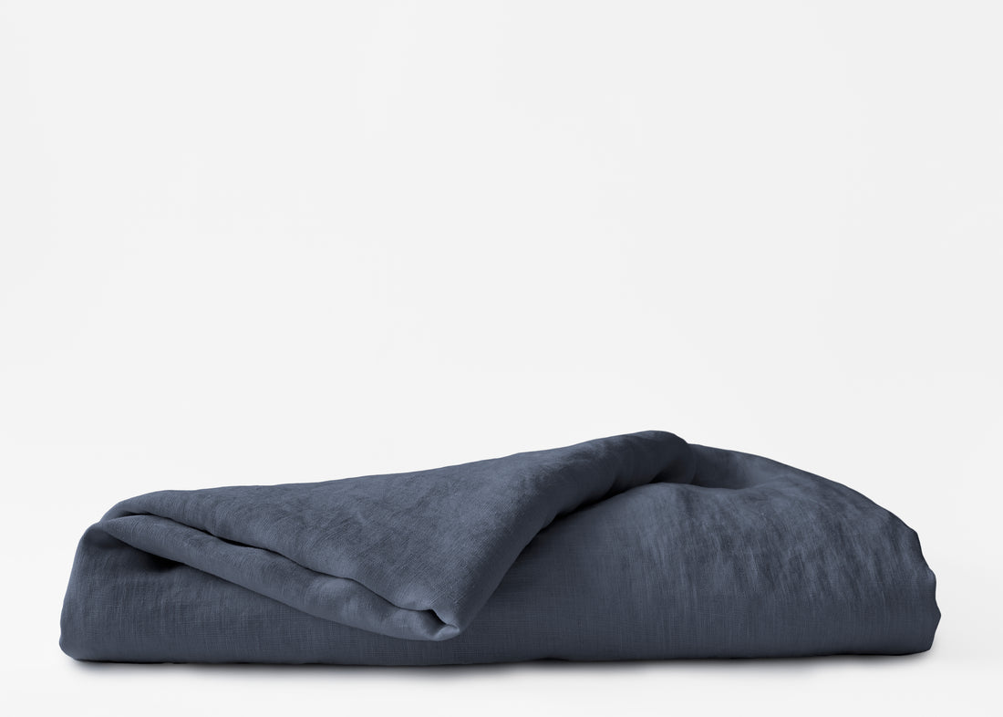hemp flat sheet in muted navy
