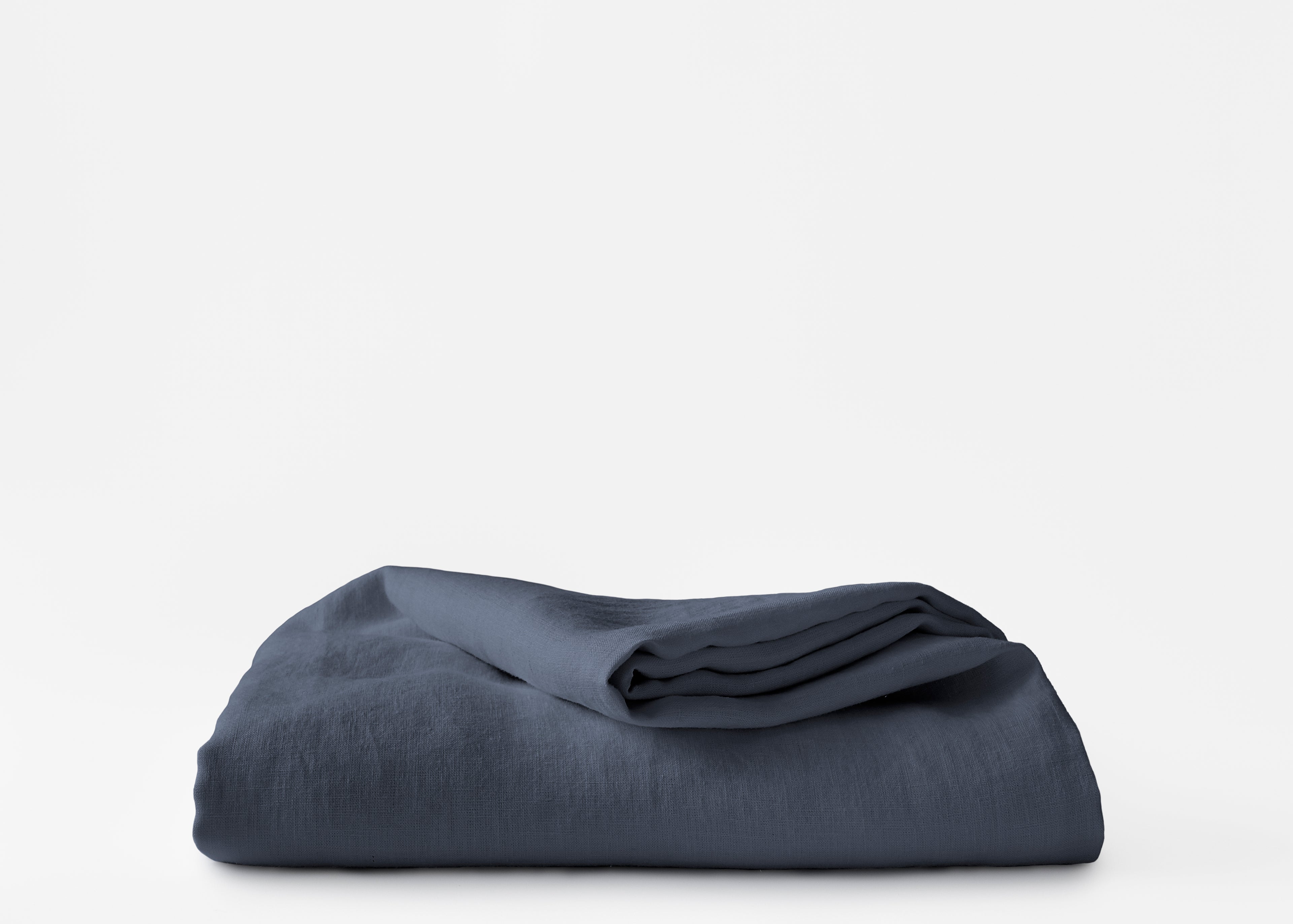 hemp duvet cover in a muted navy color