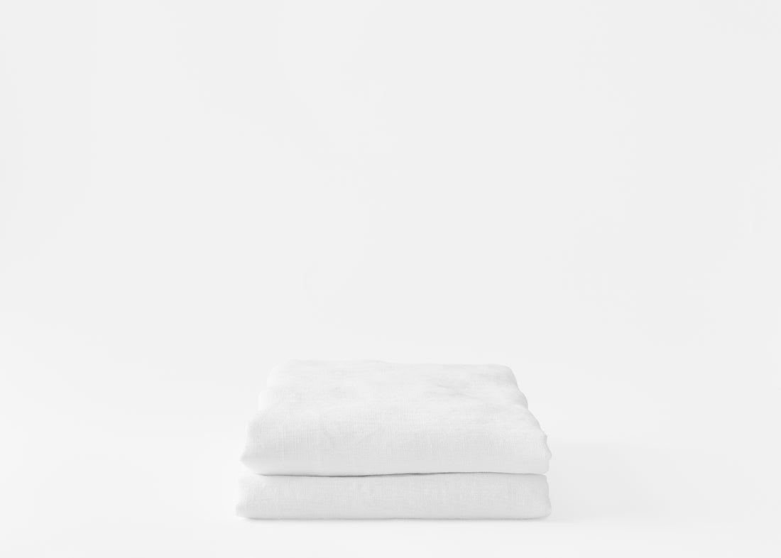 folded hemp pillowcases in white