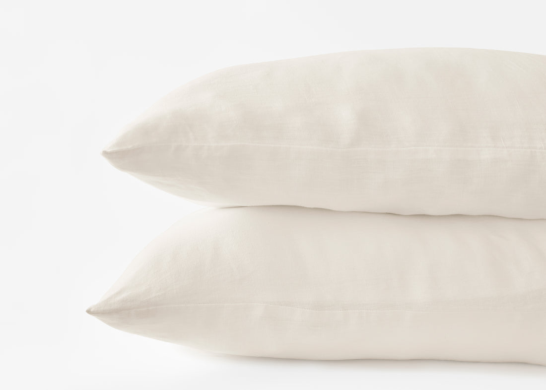 pillows in light beige hemp pillowcases