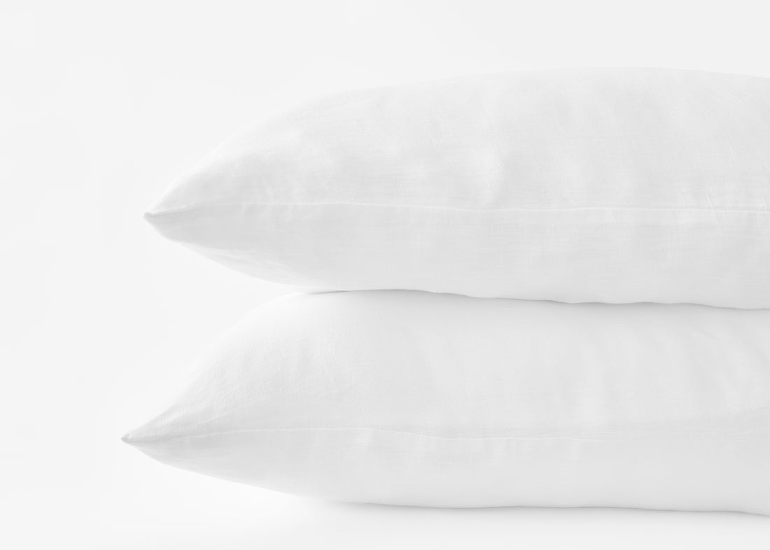 pillows in white hemp pillowcases