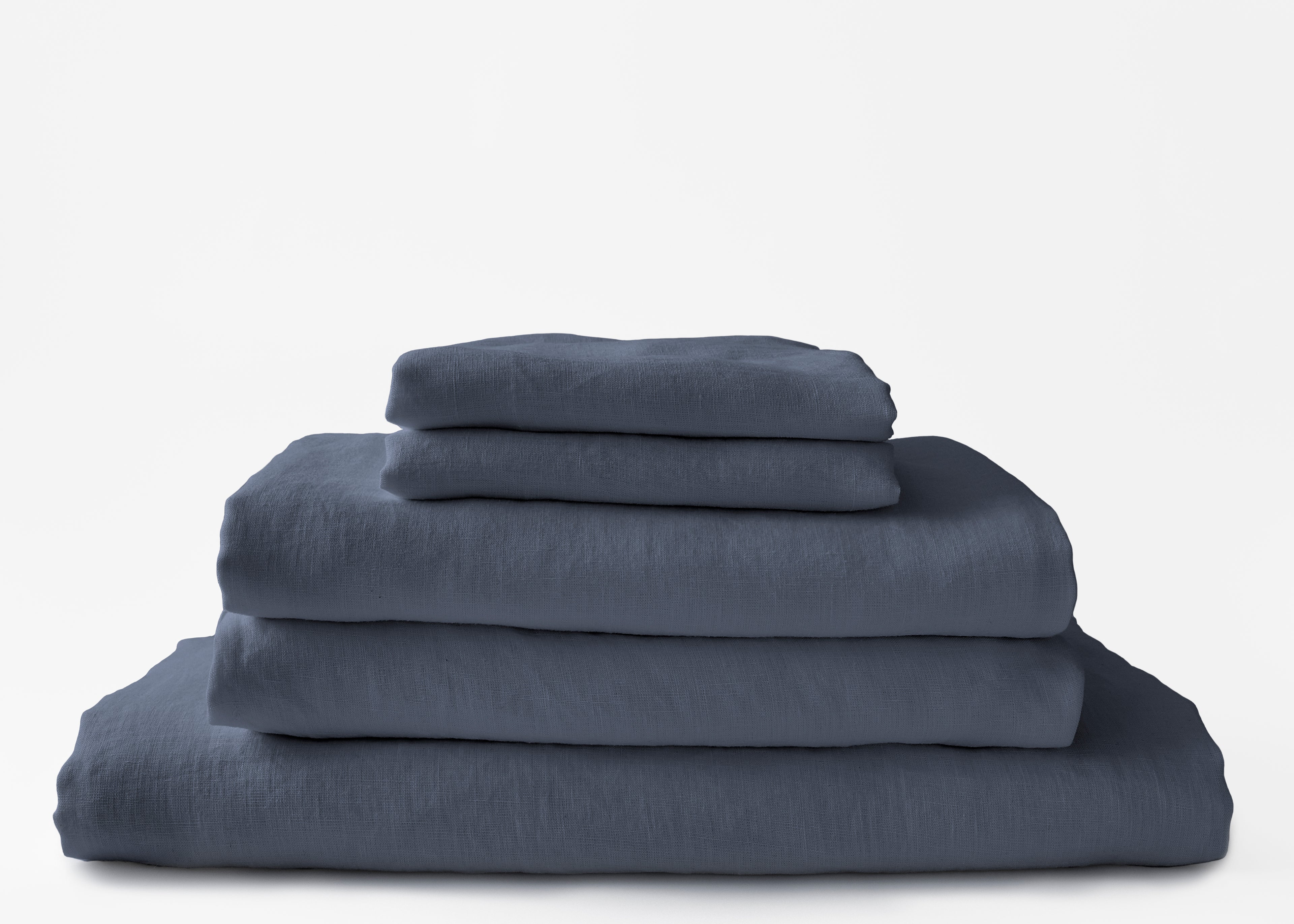 hemp bedding set in a muted navy color